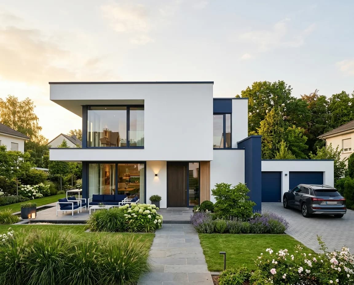 Villa moderne — ITE sous enduit, 180 m² de façade
